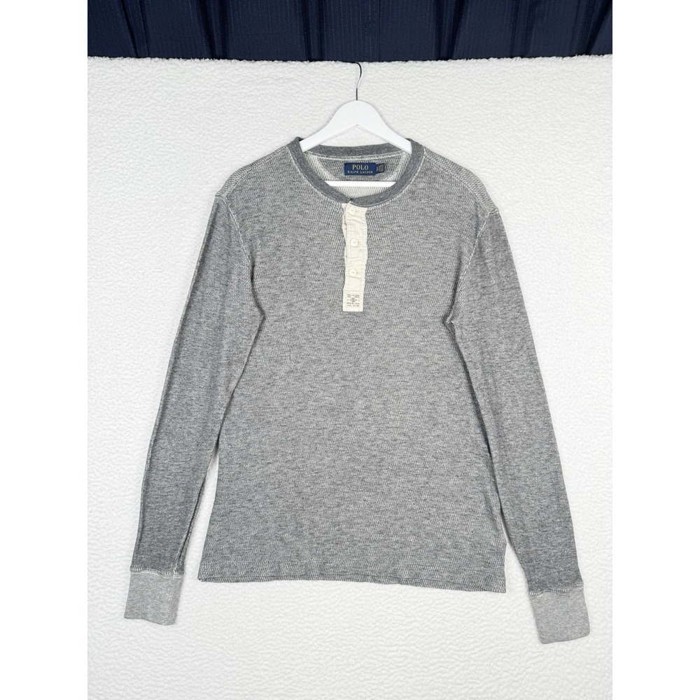 POLO RALPH LAUREN - Heather Gray Henley Longsleeve Shirt - Men's Small